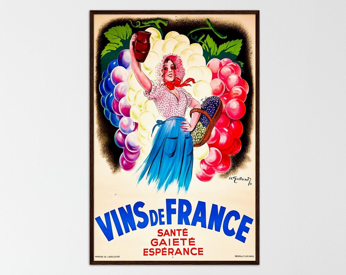 Wine Vintage Retro Advertisement, Kitchen Wall Decor