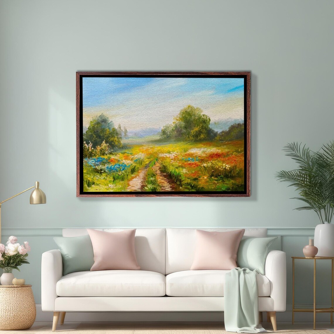 Wildflower Meadow With Winding Path Landscape Painting Art Poster