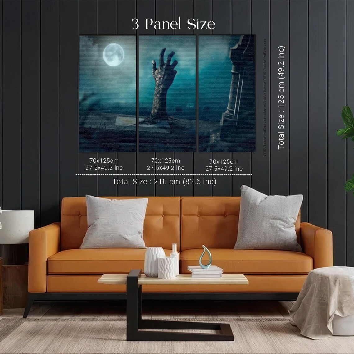 Zombie Hand Rising From Grave Under Full Moon Halloween Poster - Image 2