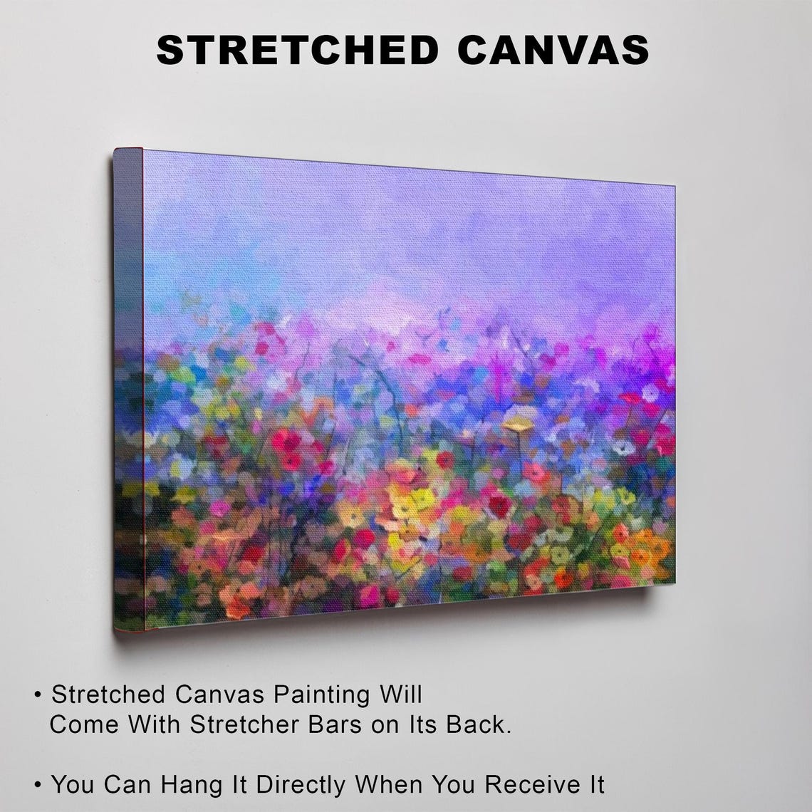 Violet Sky Wildflower Meadow Impressionist Flower Field Poster - Image 3