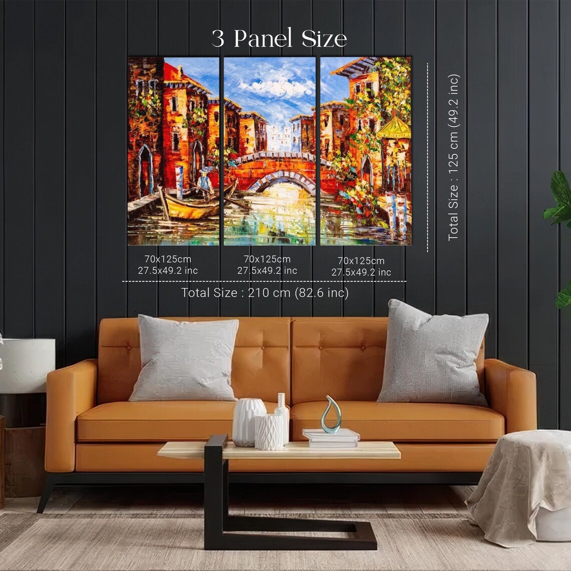 Venice Canal With Gondola And Bridge Oil Painting Scene Poster - Image 2