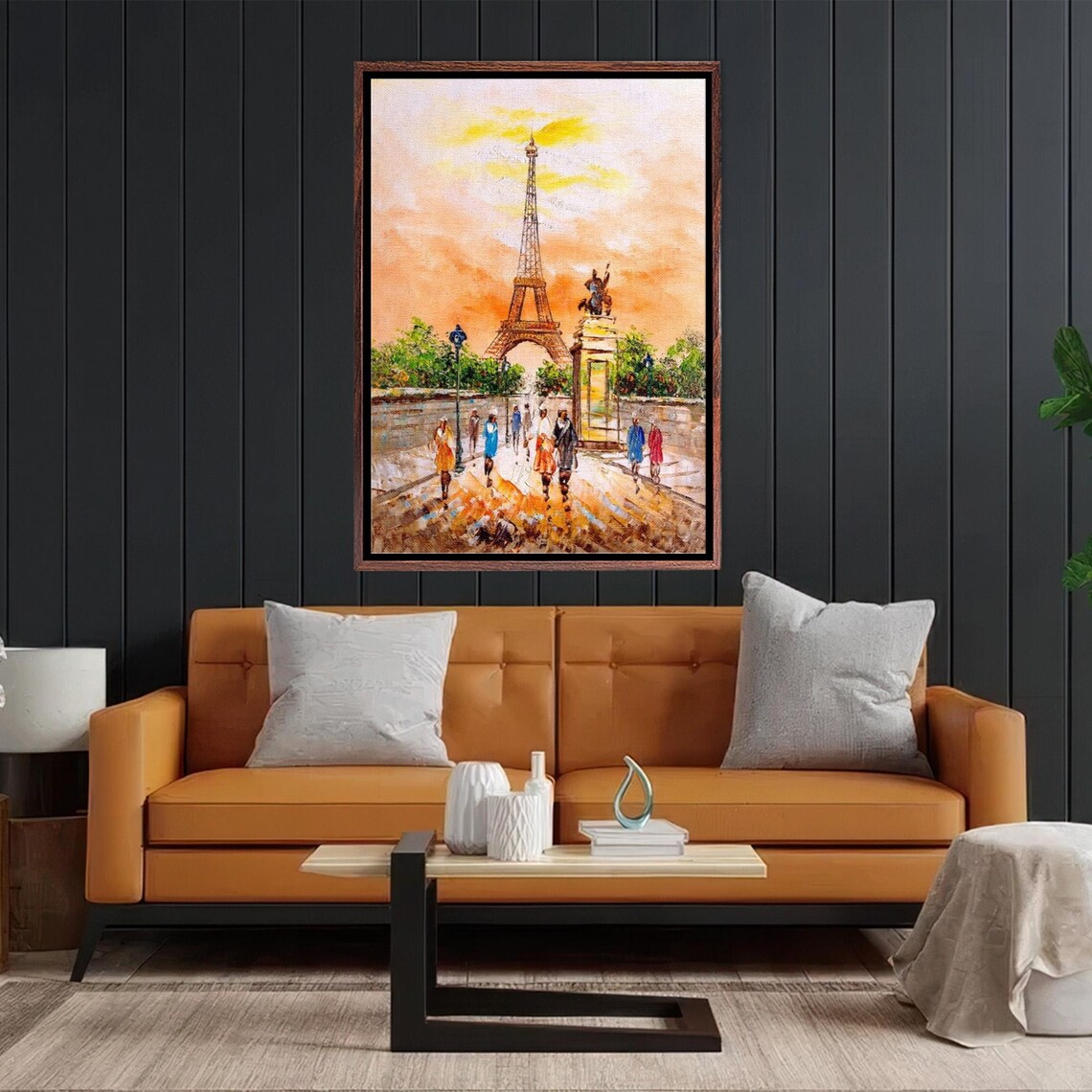 Eiffel Tower At Sunset Paris Street Scene Oil Painting Style Poster - Image 2