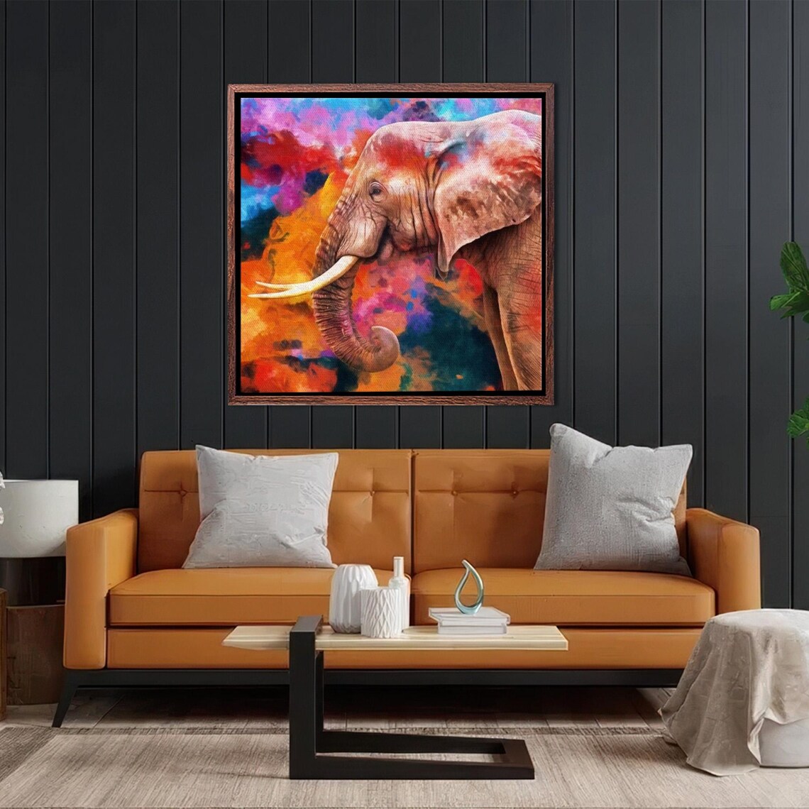 Colorful Abstract Elephant Portrait Vibrant Wildlife Art Poster - Image 2