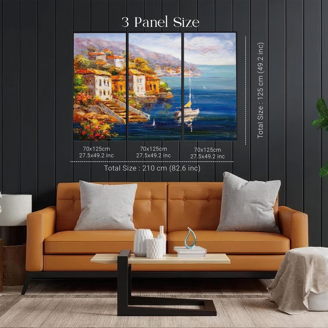 Mediterranean Coastal Village With Boats on Blue Water Poster - Image 2