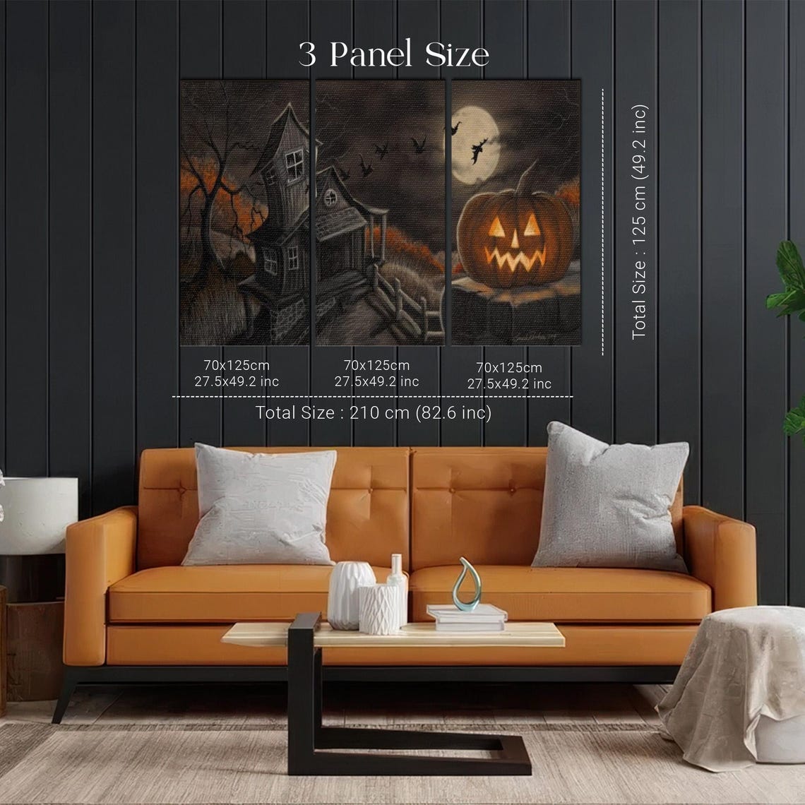 Haunted House and Glowing Jack O Lantern Under Full Moon Poster - Image 2
