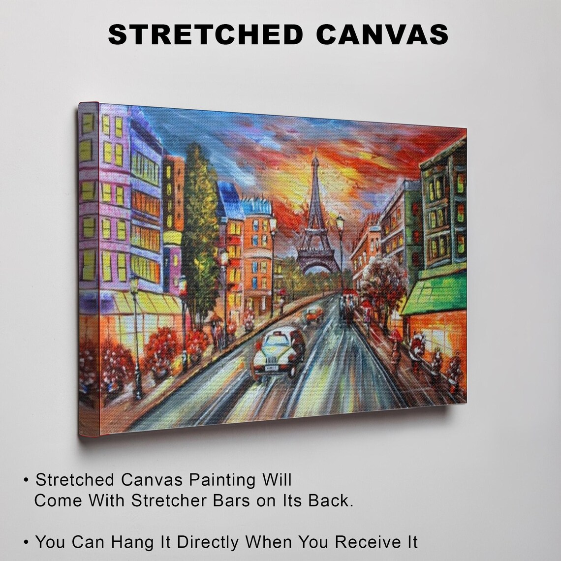 Paris Street at Sunset with the Eiffel Tower Glowing Ahead Poster - Image 3