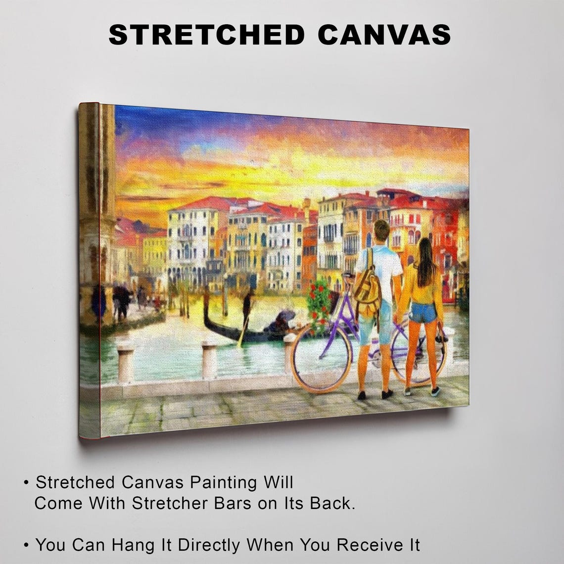 Romantic Couple Watching the Sunset Over a Venice Canal Poster - Image 3