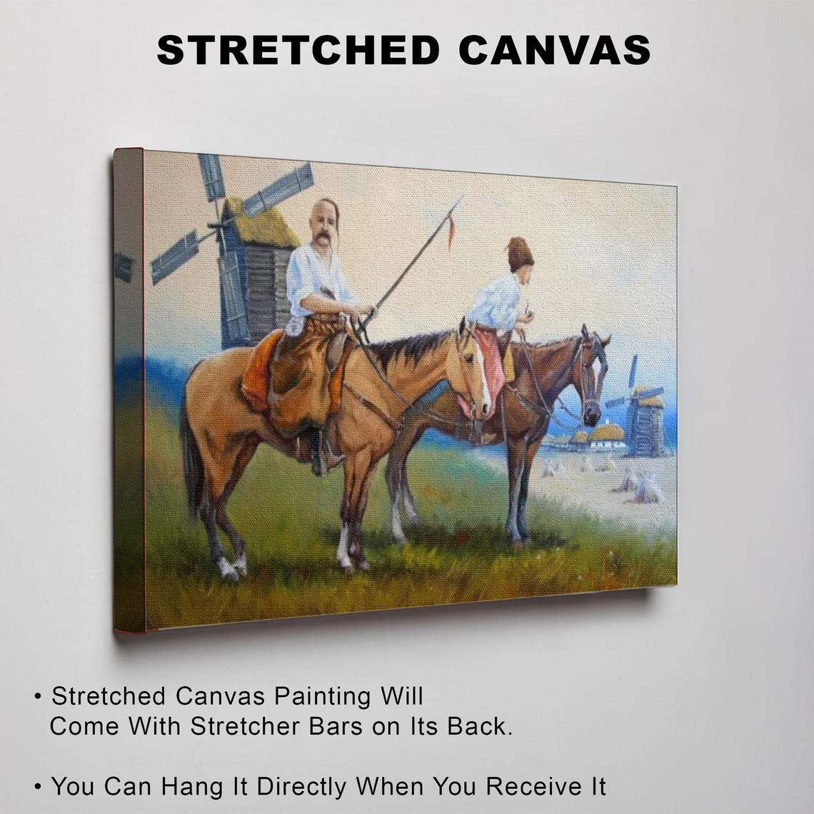 Cossack Horsemen With Lance Riding Past Windmills Steppe Poster - Image 3