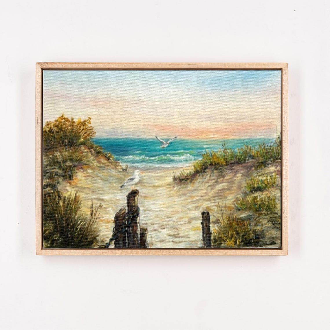 Sandy Beach Path Through Dunes Leading To Ocean At Sunset Poster - Image 4
