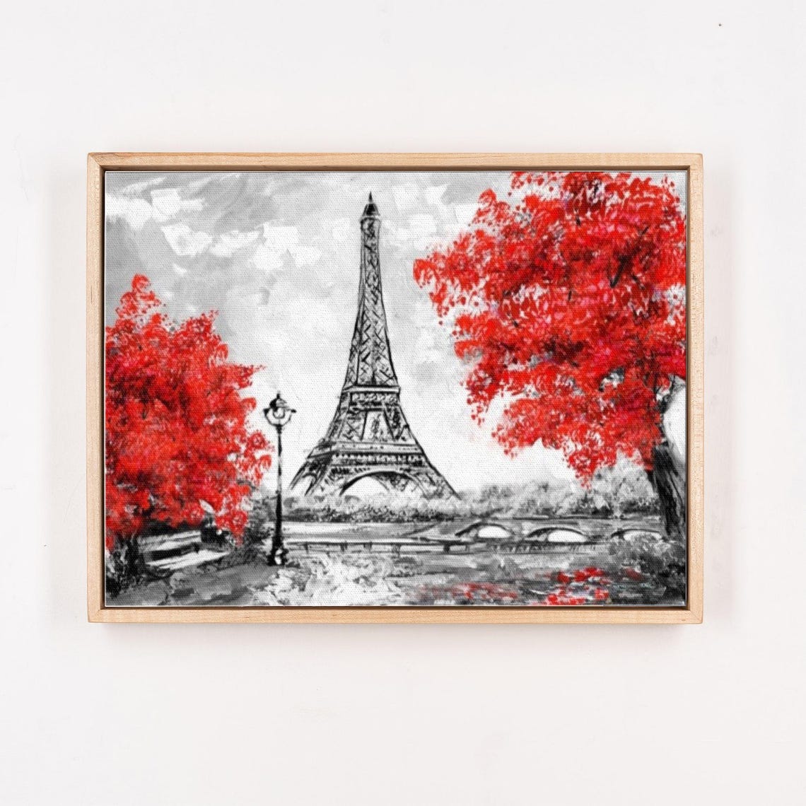 Paris Eiffel Tower With Red Trees Selective Color Art Poster - Image 4