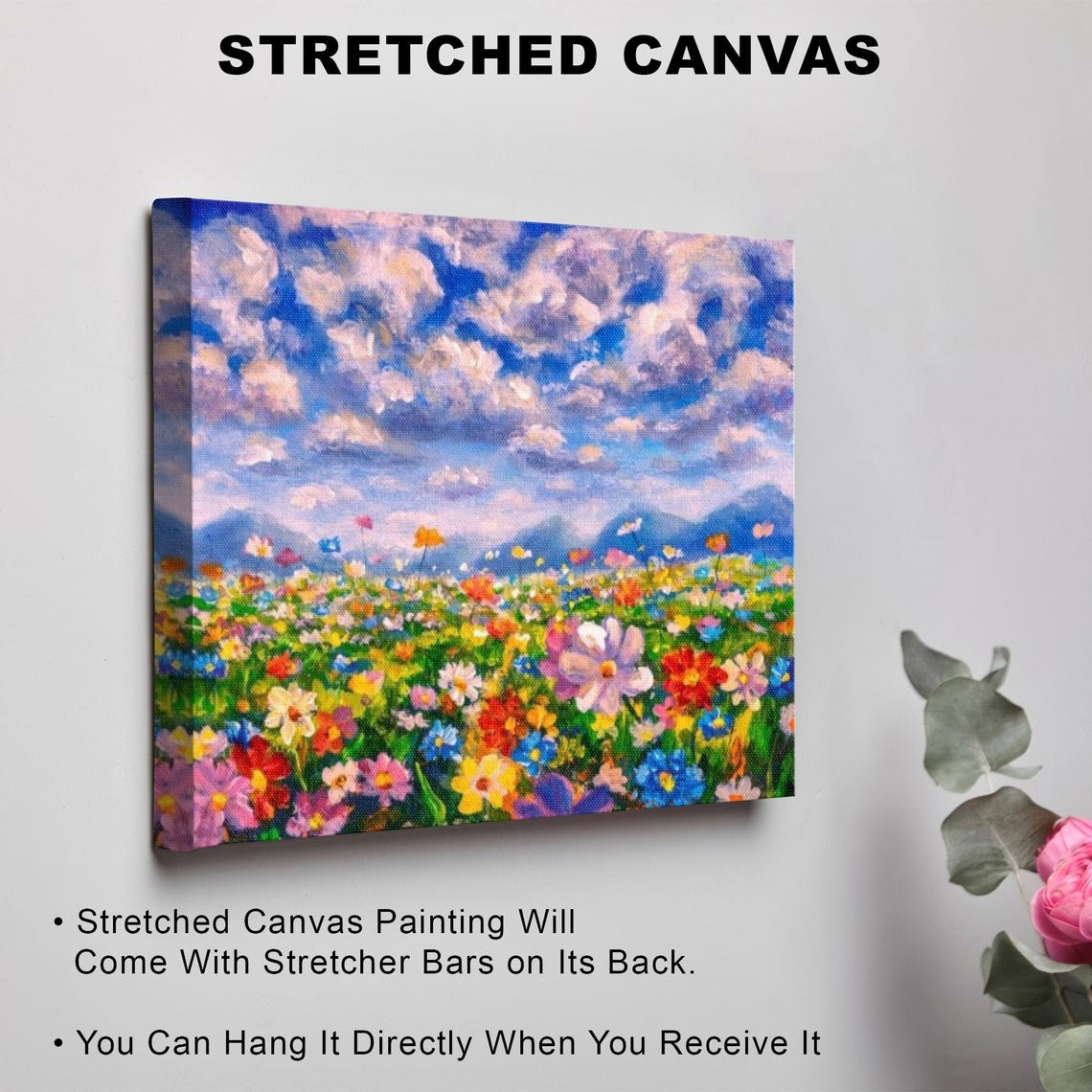 Colorful Wildflower Meadow Under A Dramatic Cloudy Sky Poster - Image 3