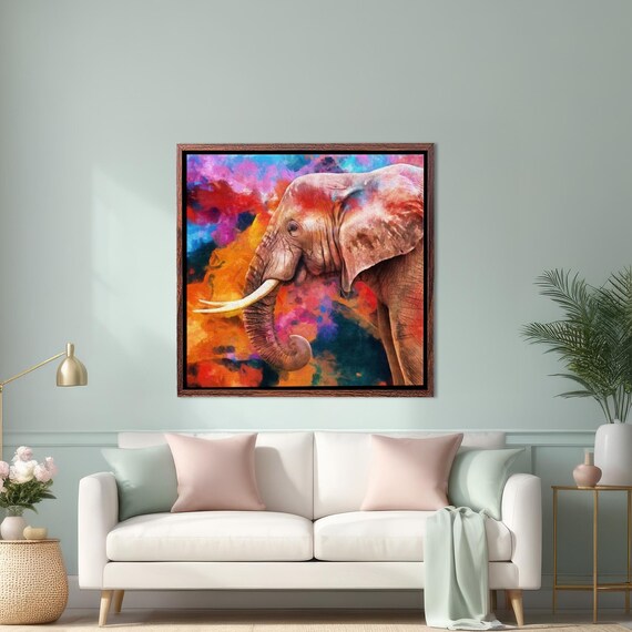 Colorful Abstract Elephant Portrait Vibrant Wildlife Art Poster