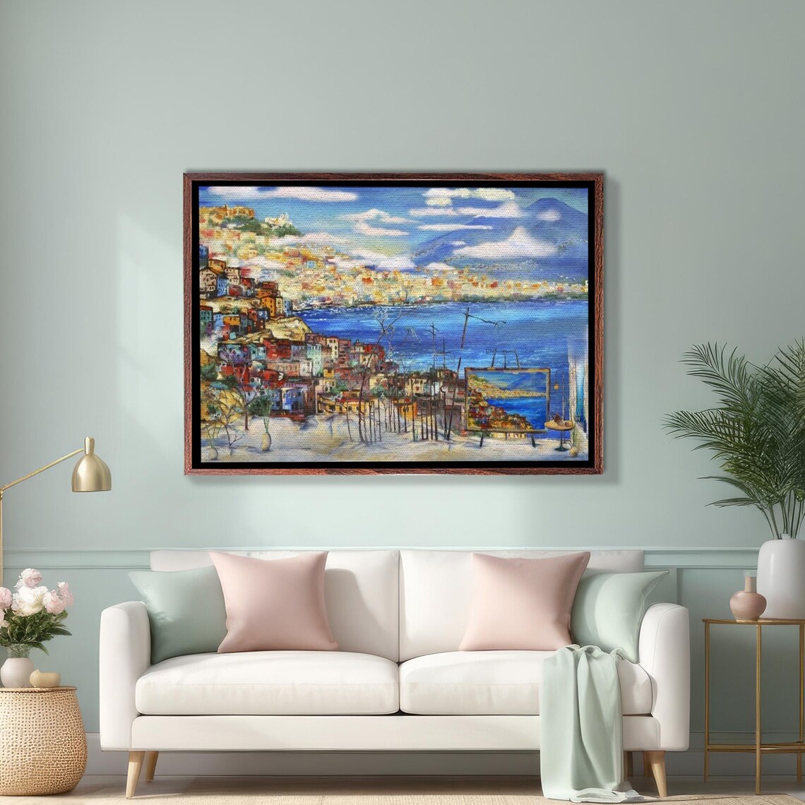 Naples Bay And Mount Vesuvius Coastal Italian Cityscape Poster