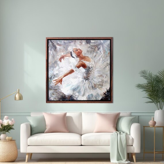 Ballerina Dancer In White Tutu Oil Painting Style Ballet Art Poster
