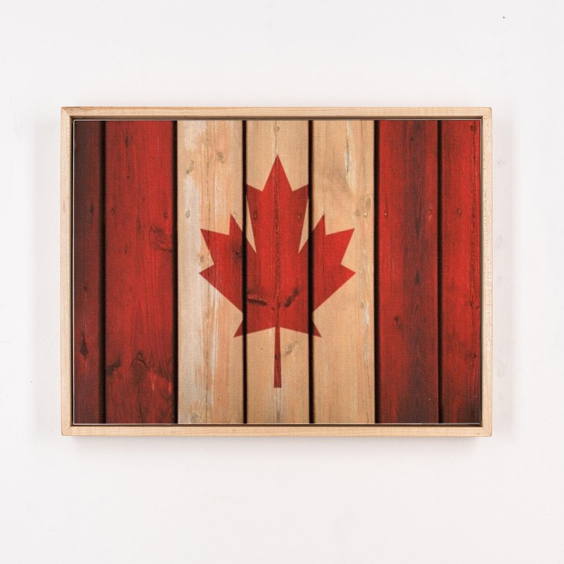 Canadian Maple Leaf Flag Painted On Rustic Wooden Planks Poster - Image 4