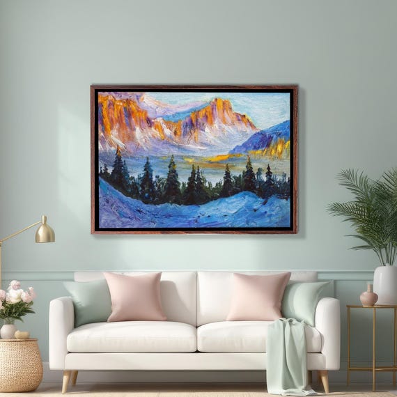 Russia Snow Capped Mountain Landscape Wall Painting Nature Art Landscape Wall Table Nature Wall Decor