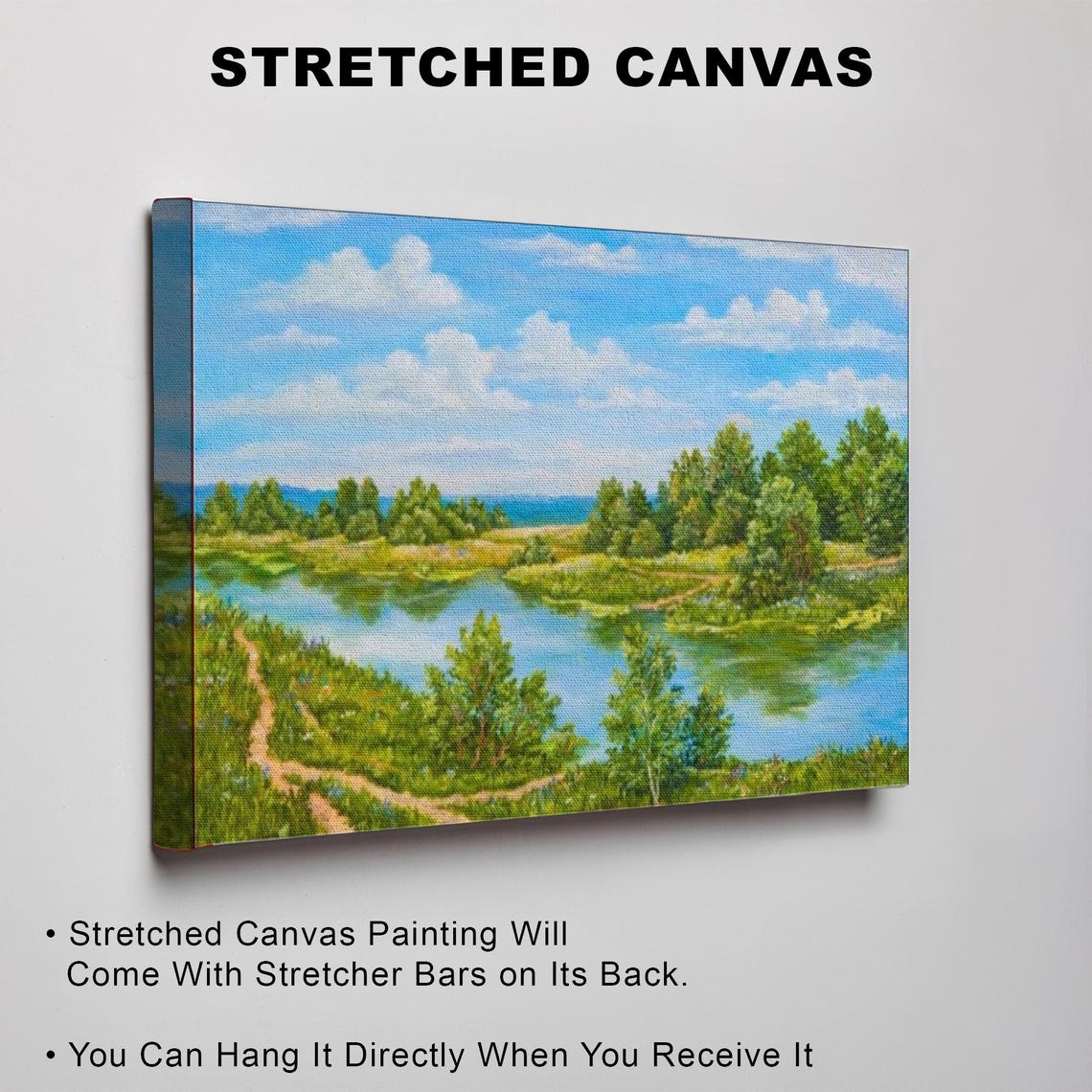 Russian River Oil Painting Style Decorative Wall Art Landscape Wall Table Nature Decor Nature Art - Image 3