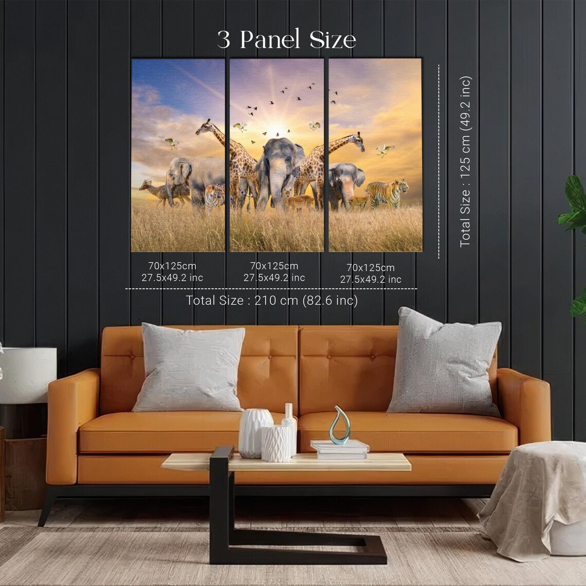 African Savanna Animals At Sunset Wildlife Gathering Scene Poster - Image 2