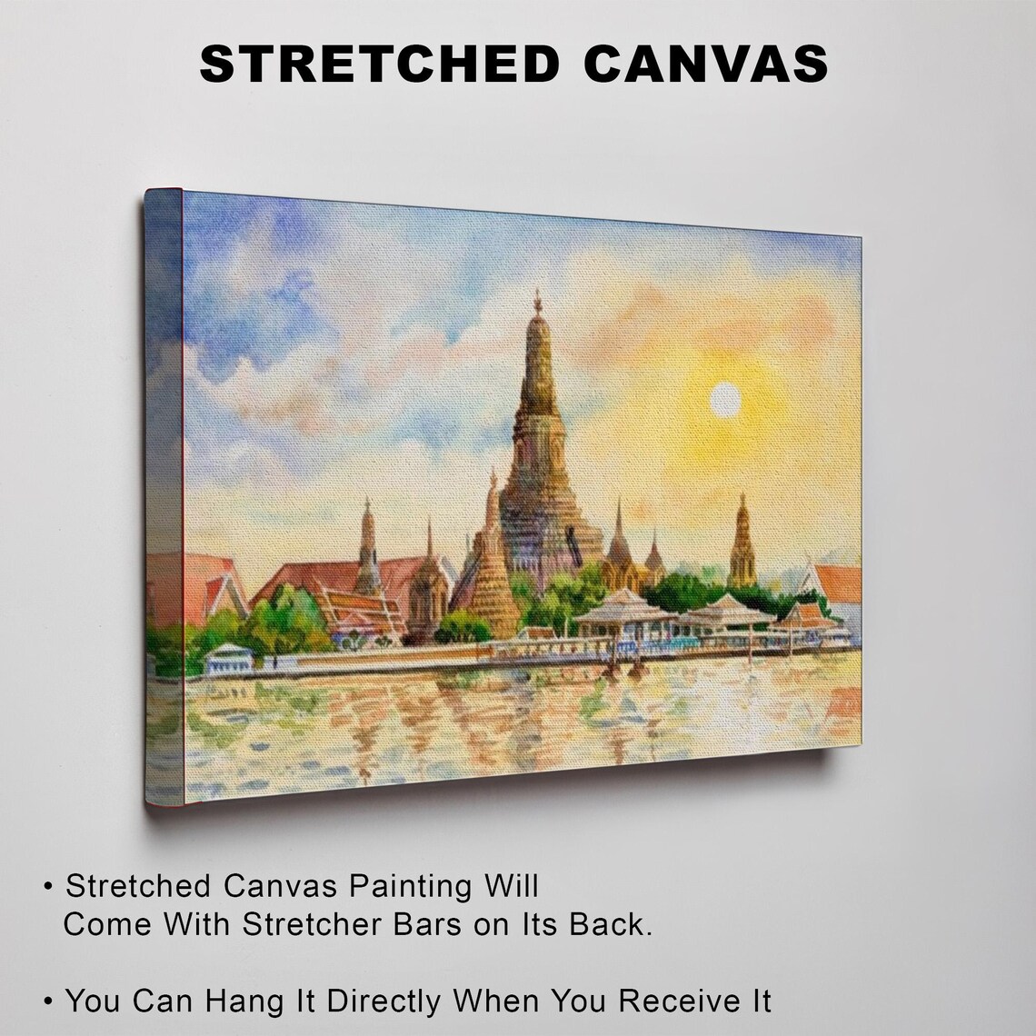 Wat Arun Temple Of Dawn Bangkok Riverside Sunrise Scene Poster - Image 3