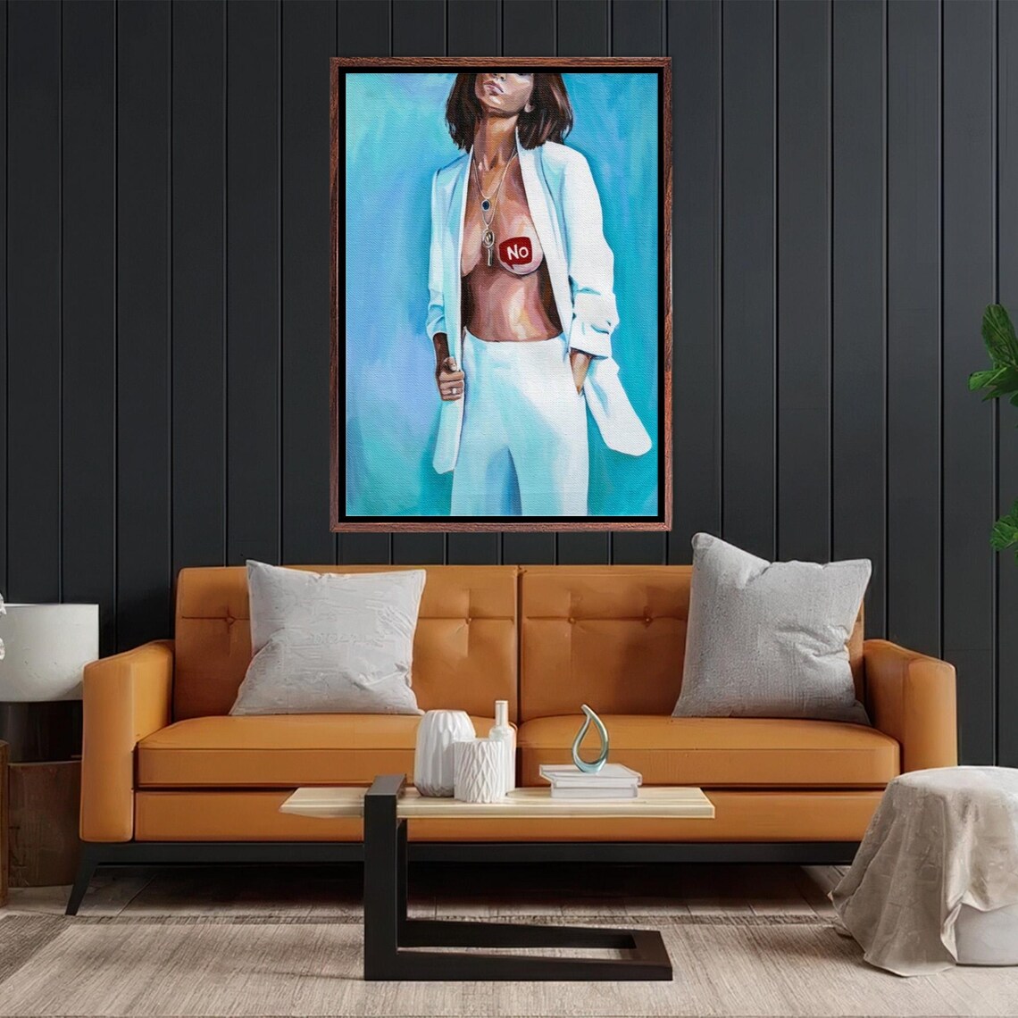 Woman In White Blazer With No Text Oil Painting Style Poster - Image 2