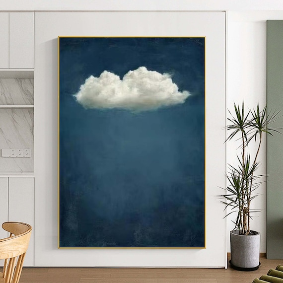 Emerald Blue Cloud Painting, Abstract Wall Art Print