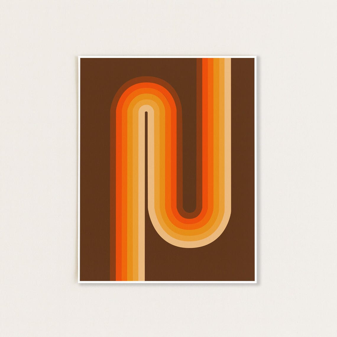 Retro 70s Rainbow Arch Stripes In Warm Brown And Orange Poster