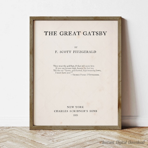 The Great Gatsby Title Page 1925 F Scott Fitzgerald First Edition Poster