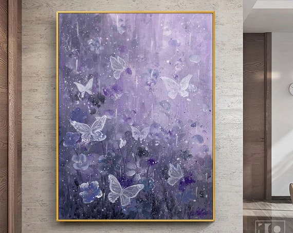 Large Butterfly Abstract Painting Butterfly Landscape Painting Modern Textured Wall Art Living Room Wall Decor Original Oil Painting