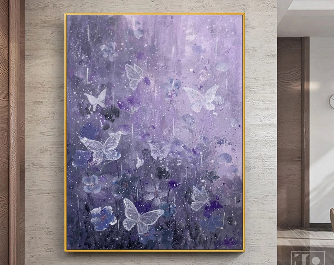 Large Butterfly Abstract Painting Butterfly Landscape Painting Modern Textured Wall Art Living Room Wall Decor Original Oil Painting