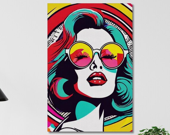 Pop Art Woman Sunglasses Comic Portrait Bold Colors Wall Poster