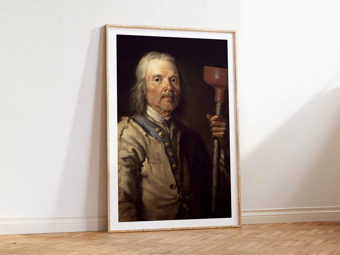 Funny Bathroom Plunger Man Vintage Mid-Century Print - Image 2