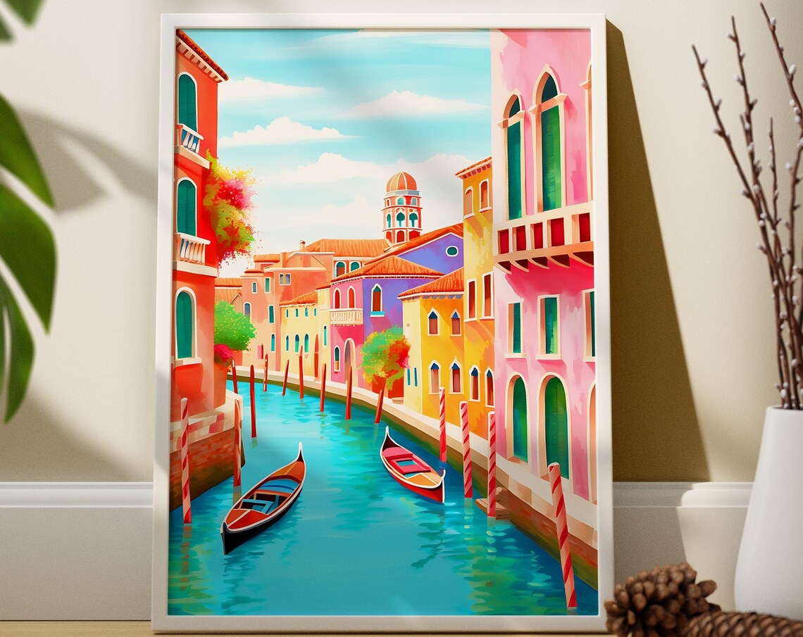 Venice Illustration Travel Poster, Italy