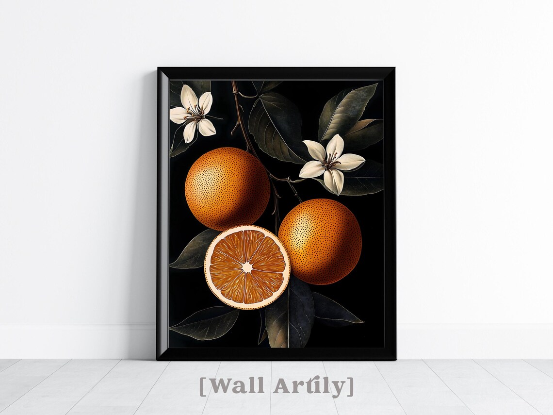 Moody Oranges Still Life Art Print, Rustic Kitchen Decor - Image 6