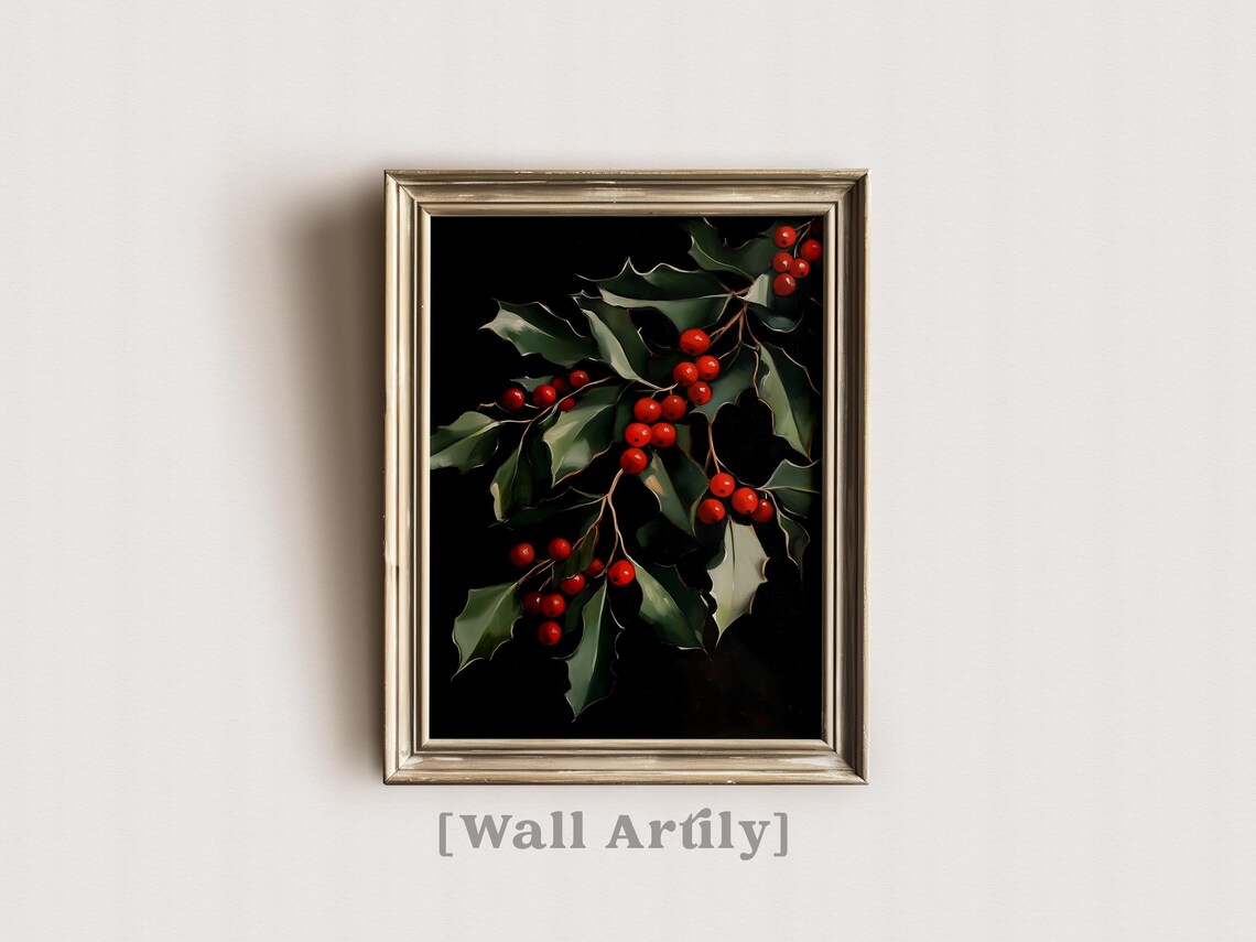 Christmas Berry Holly Dark Academia Wall Art - Image 4