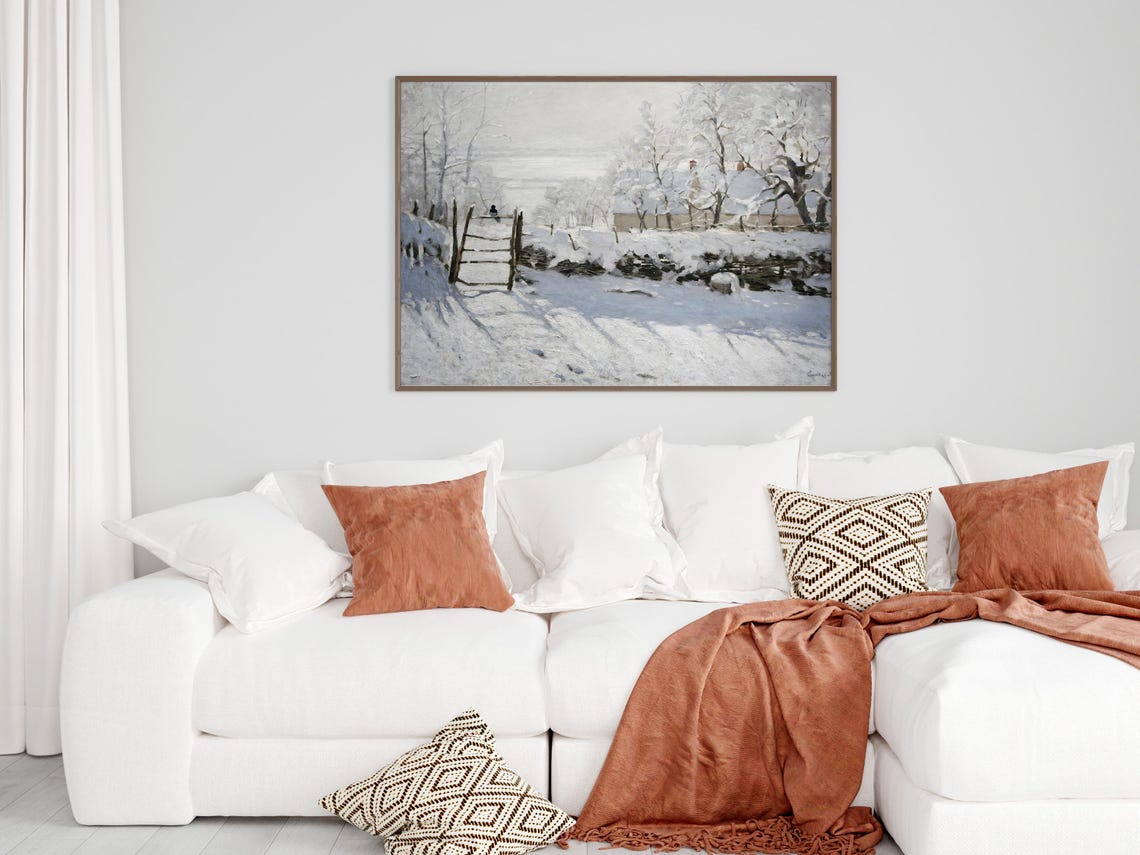 Claude Monet Snowy Winter Landscape With Wooden Gate Painting Poster - Image 5