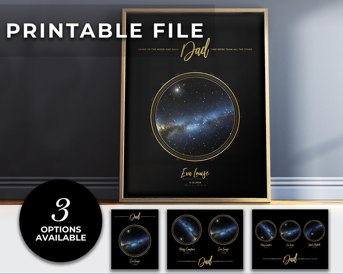 Personalized Star Map Night Sky Poster, Gift For Dad - Image 4