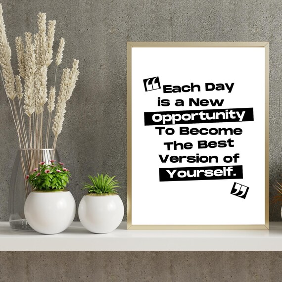 Motivational Quote Wall Art Best Version Of Yourself Poster Minimalist Self Growth Decor Inspirational Home Office Print