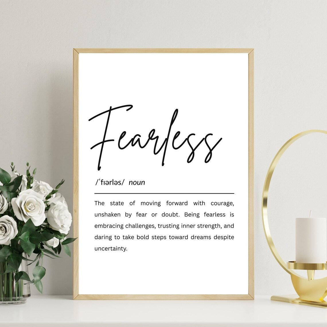 Fearless Definition Print Motivational Typography Art For Home Or Office