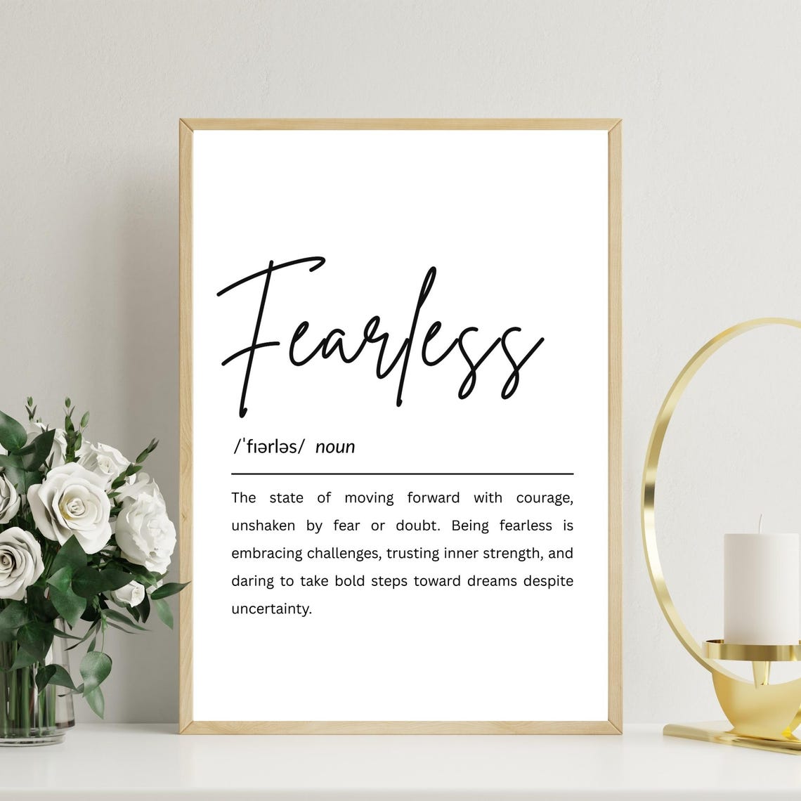 Fearless Definition Typography Art Motivational Minimalist Poster
