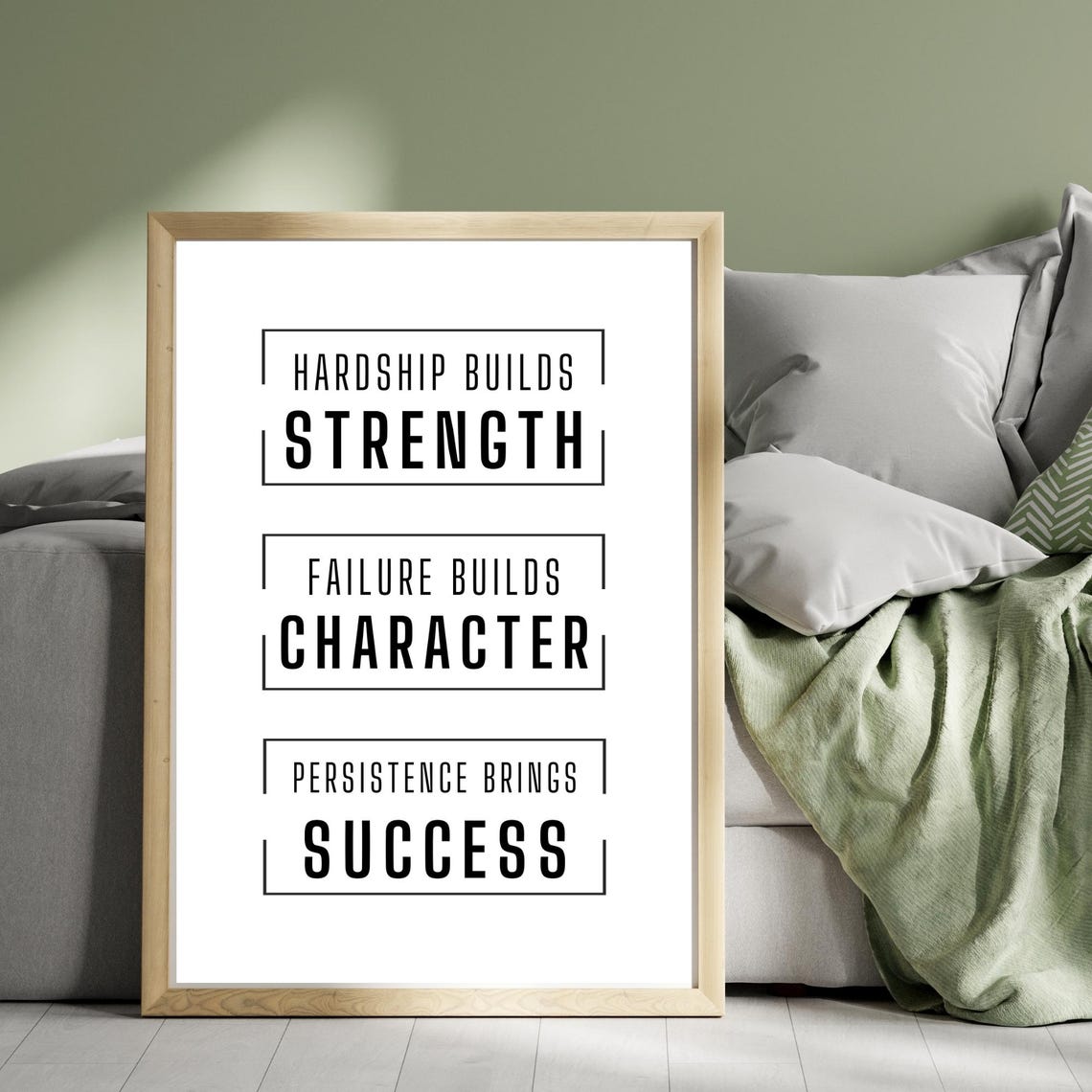 Hardship Builds Strength Motivational Quote Typography Poster