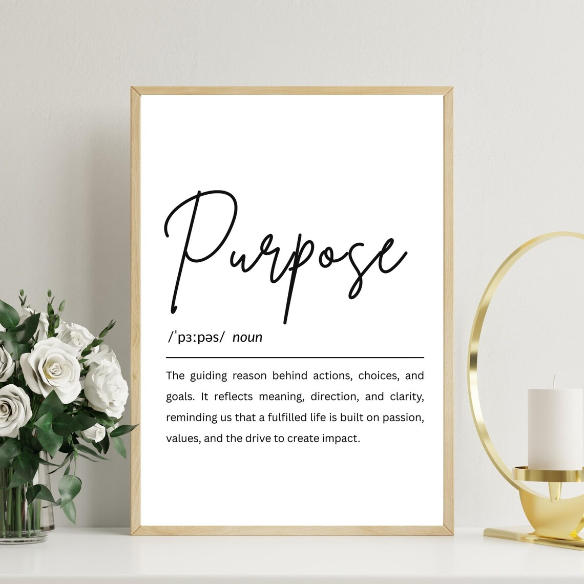 Purpose Definition Art Print Motivational Typography Poster