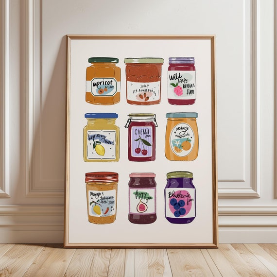 Jam Colorful Kitchen Art Print, Farmhouse Decor