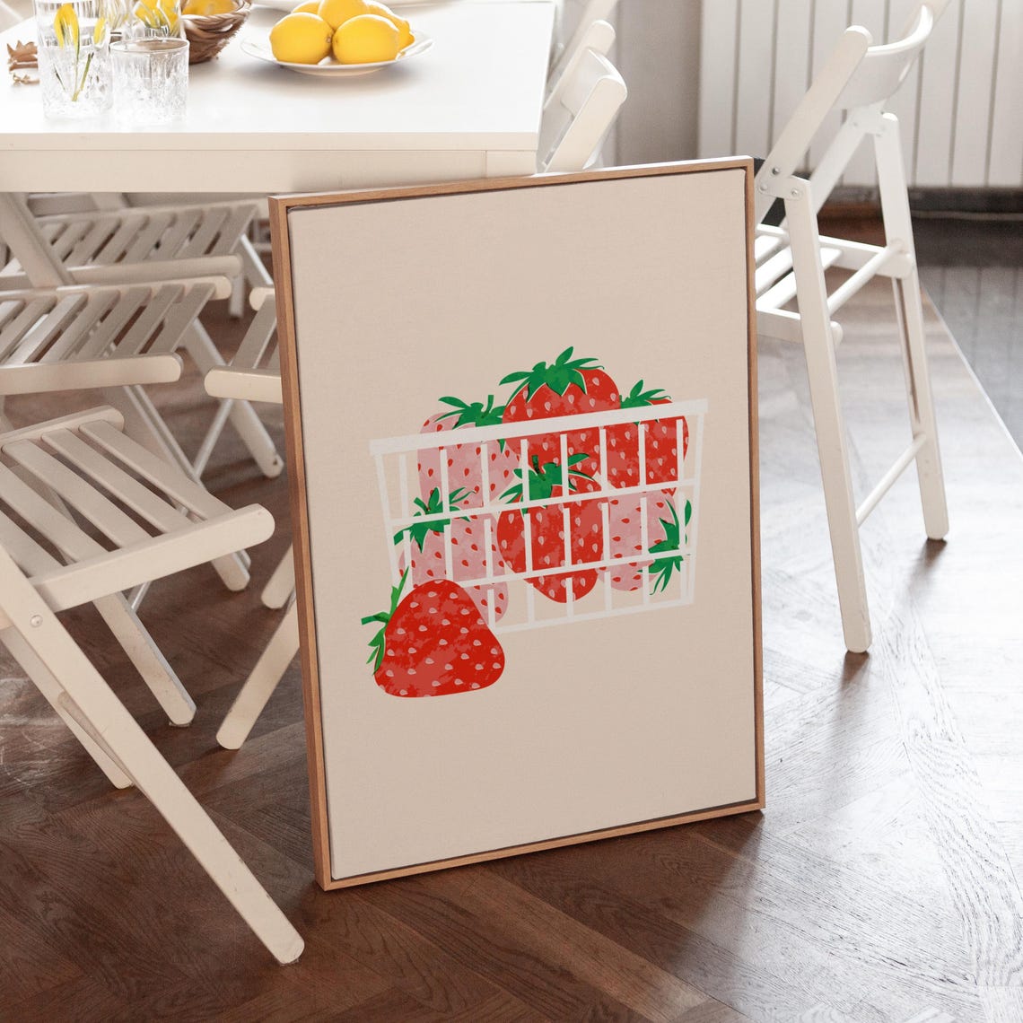 Strawberries In Basket Fresh Fruit Kitchen Wall Decor Poster