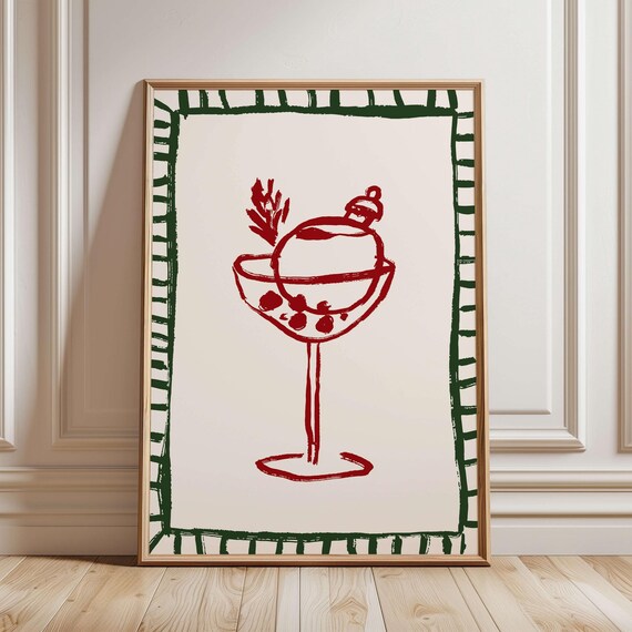 Christmas Champagne Coupe Holiday Bar Cart Cocktail Party Poster