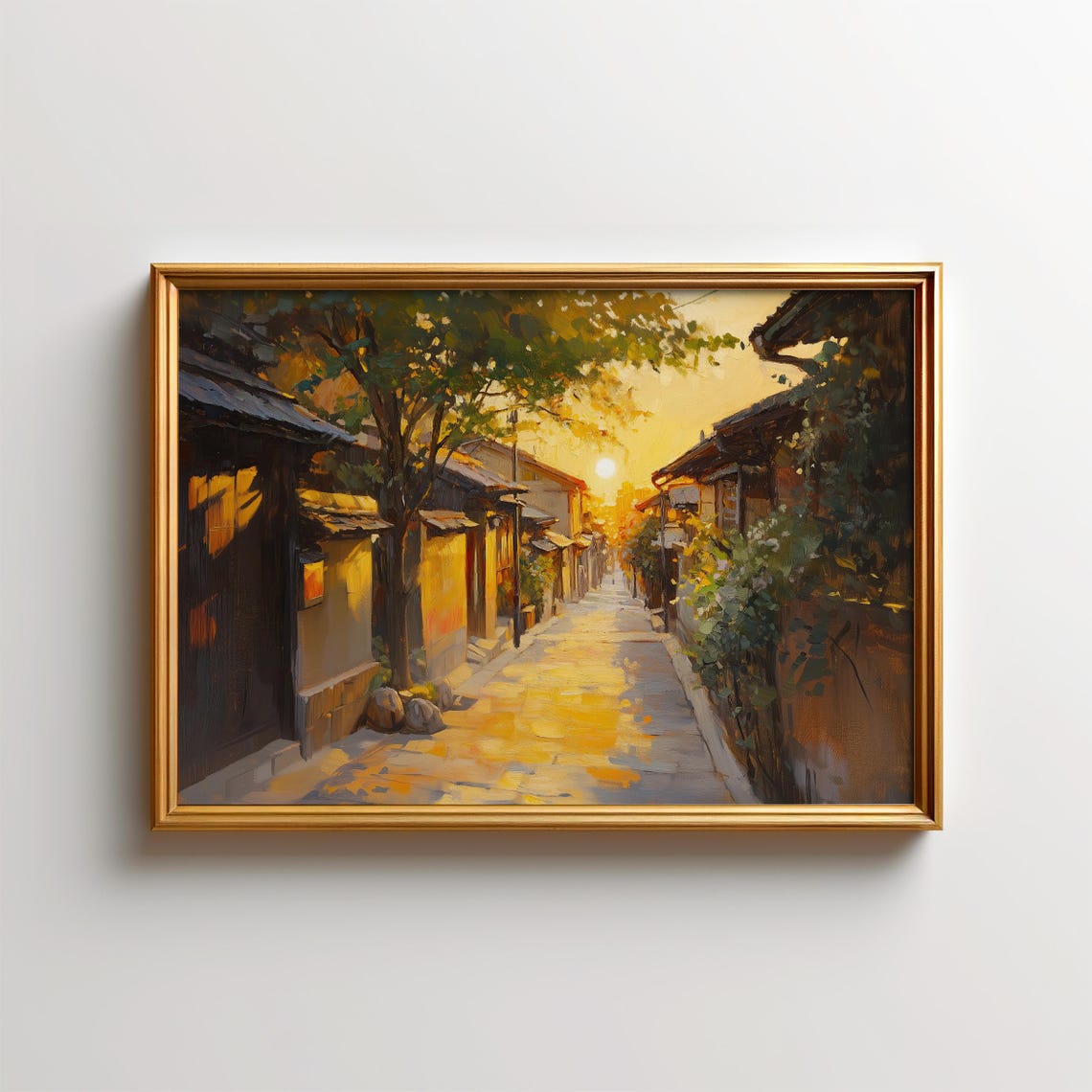 Kyoto Old Street Golden Sunset Lantern Glow Japan Street Scene Poster