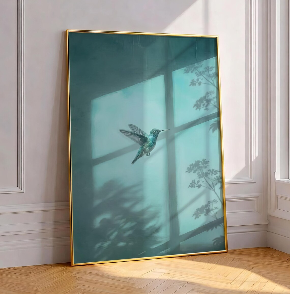 Window Shadow Hummingbird Art Print, Cottagecore