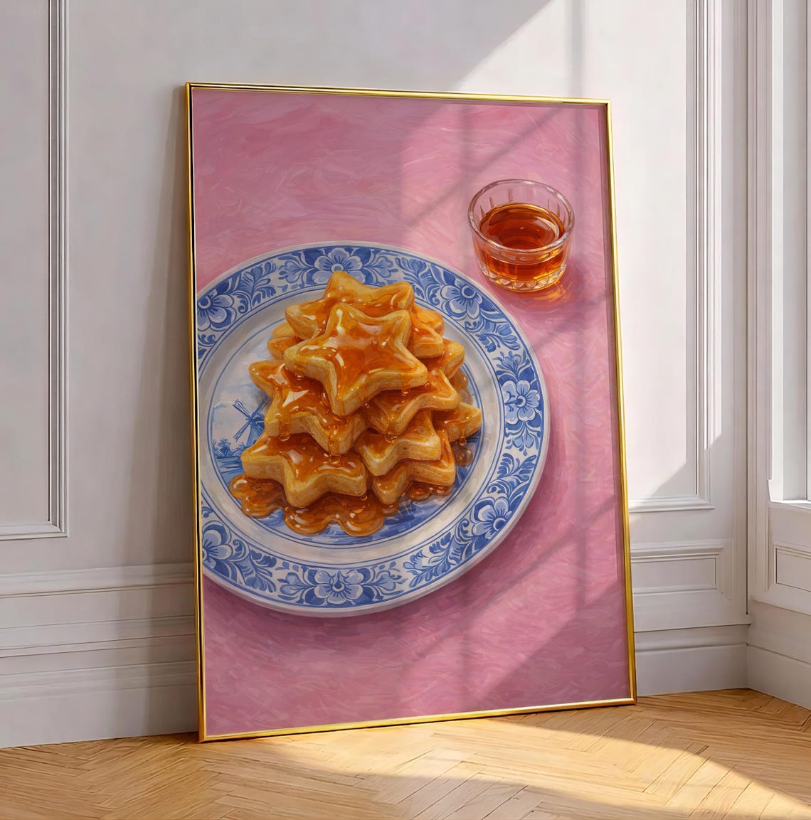 Star Shaped Pancakes Syrup Funny Breakfast Food Kitchen Art Poster