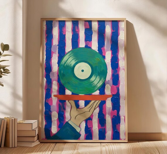 Serving Vinyl Record Player, Eclectic Disco Art