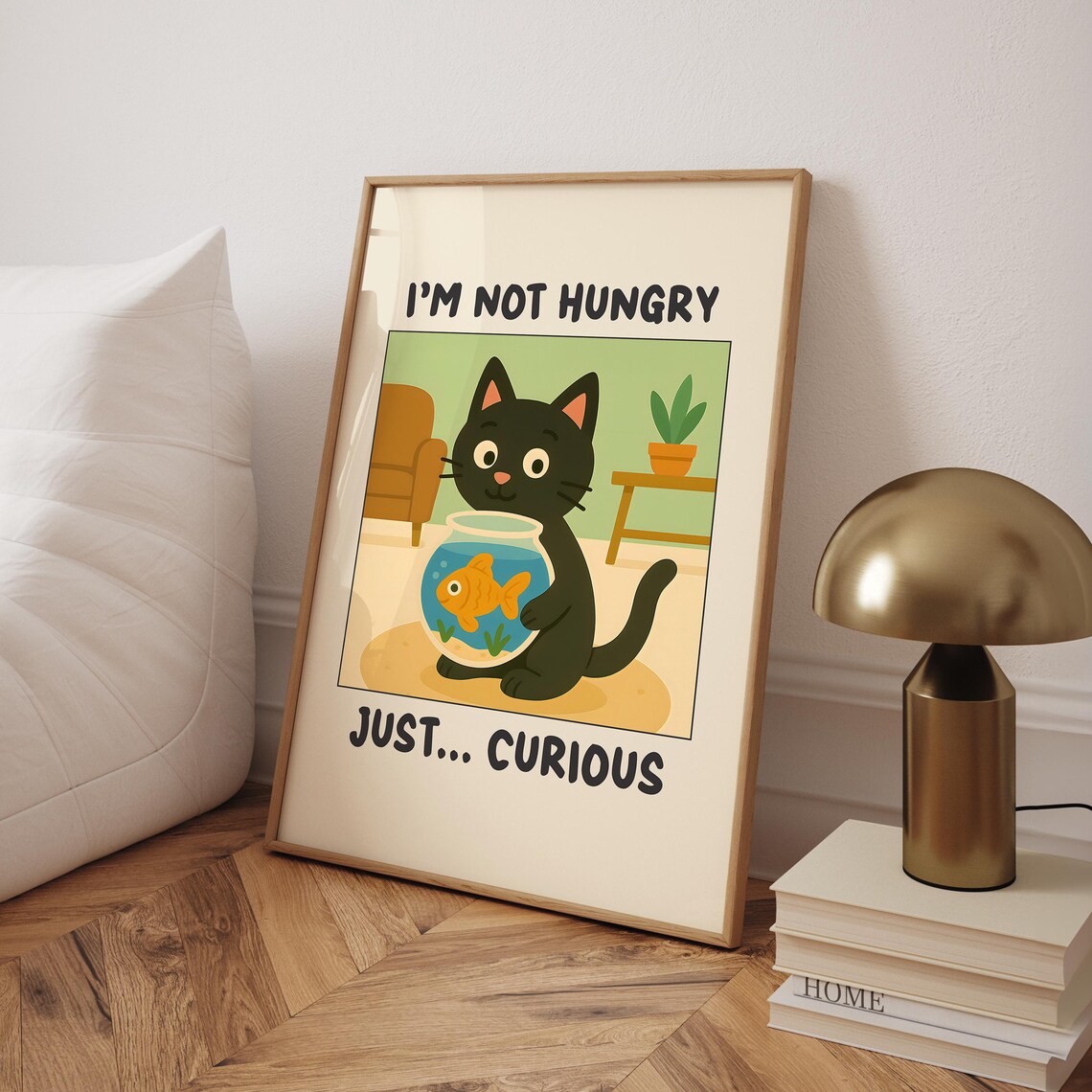 Curious Cat Fish Tank Funny Retro Black Cat Animal Lover Poster