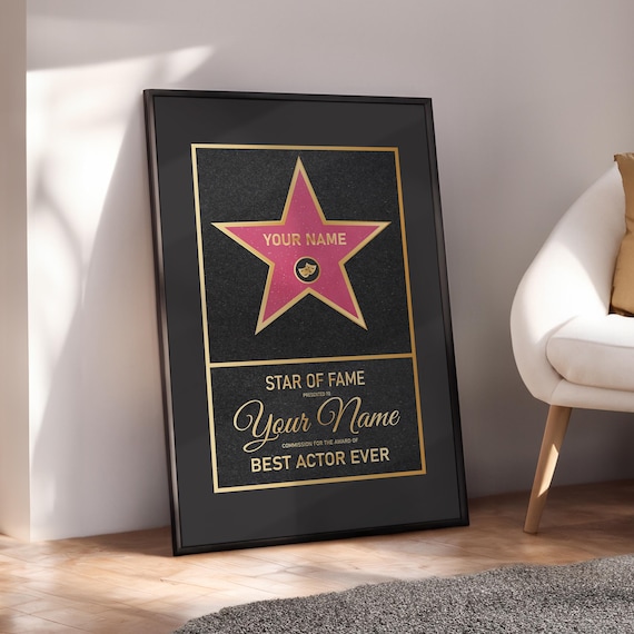 Personalized Hollywood Star of Fame Best Actor Ever Custom Name Poster